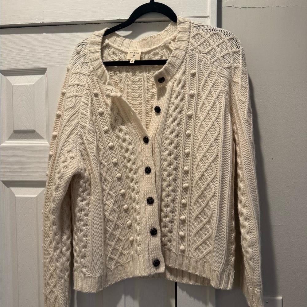 MAREA Cream Cable Knit Cardigan